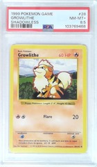 V1998: 1999: Growlithe: 28/102: Shadowless: Game: PSA: 8.5: NM-MT+: 103769468